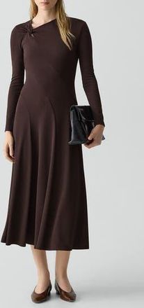Theory Long Sleeve A-Line Midi Dress in Cacao at Nordstrom Rack, Size 4