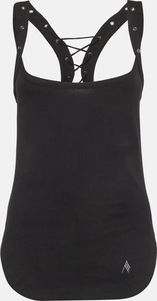 The Attico Black Jersey Lace Up Tank Top