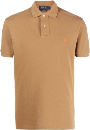 Polo Ralph Lauren Polo Shirts, male, Brown, Size: S Short Sleeve Knit Polo Shirt