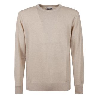 MC2 Saint Barth Round-neck Knitwear, male, Beige, M, Ribbed Knit Crew Neck Jumper
