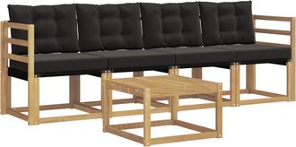 vidaXL Conjunto De Sof&aacute;s De Exterior 5 Uds. Blanco Y Negro Vidaxl