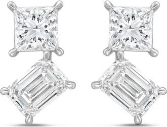Diana M. Jewels 14K WG Gold 2 Stone Earrings 10.00 Ct Tw