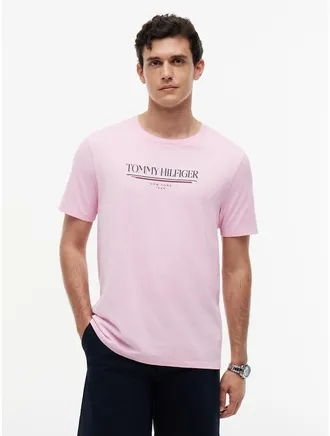 Tommy Hilfiger Mens Hilfiger New York Logo T-Shirt - Classic Pink - XS
