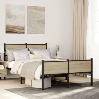 Berkfield Home Bed Frame without Mattress Sonoma Oak 120x190 cm Small Double Engineered Wood in Brown