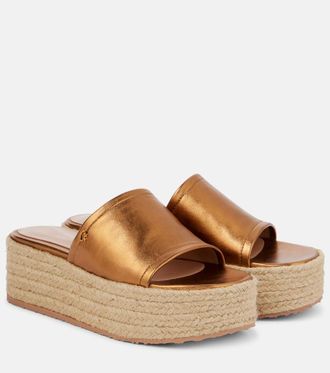 Gianvito Rossi Metallic leather espadrille slides