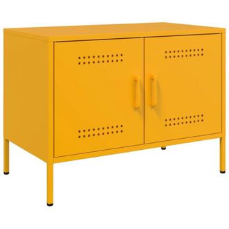 vidaXL Vidaxl - Mueble De Tv De Acero Amarillo Mostaza 68x39x50,5 Cm