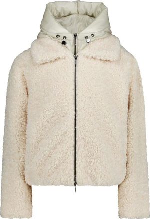 AMBER & JUNE Jassen, Dames, Wit, XL, Polyester, Pluche Jas met Capuchon