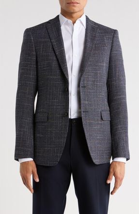 John Varvatos Plaid Knit Sport Coat in Navy at Nordstrom Rack, Size 38 Regular