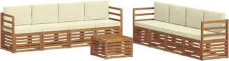 vidaXL Conjunto De Sof&aacute;s De Exterior 9 Uds. Natural Y Crema Vidaxl