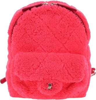 Chanel Coco Beach Quilted Terry Cloth Pink Faux_Fur Backpack Bag (Pre-Owned)
