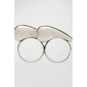 Givenchy G Tears Double Fingers Silvery Ring_Silvery, Size 2