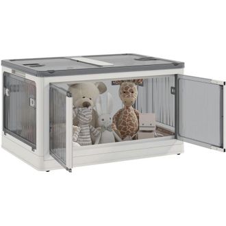 OEM Caja/cesta De Almacenamiento. Plegable, Con Tapa Antipolvo, 60 Cm X 42 Cm X 34 Cm, Blanco + Gris. -crezuo