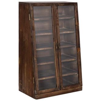 Wanderlust Deco Vitrina de madera con 2 puertas de cristal y 5 baldas 50x29,5x80h cm
