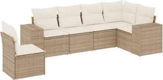 vidaXL Juego De Sof&aacute;s Jard&iacute;n Con Cojines 6 Pzas Rat&aacute;n Sint&eacute;tico Beige Vidaxl