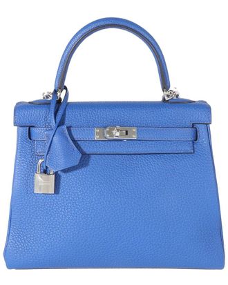 Herm&egrave;s Blue Leather Kelly Retourne 25 Phw (Authentic Pre-Loved)