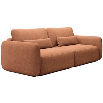 Vente-Unique Vente-unique - Divano letto 3 posti in Tessuto testurizzato Terracotta - vopoza