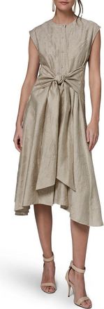 DKNY Embroidered Handkerchief Hem Midi Dress in Tuscan Grey at Nordstrom, Size X-Large