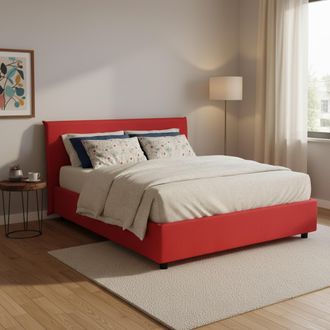 Talamo Italia Talamo Italia - Cama Matrimonial Beata, Cama Contenedor Con Revestimiento De Tela, 100% Made In Italy, Apertura Frontal, Con Colch&oacute;n Cm 140x190 Inclui