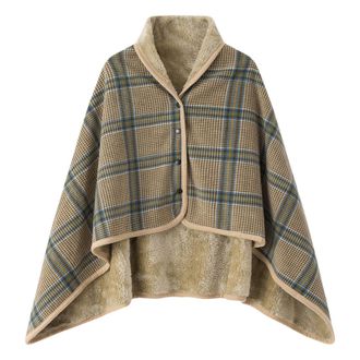 Generic Women Multiway Plaid Poncho Shawl Wrap Fleece Wearable Blanket Ultra Soft Sherpa Flannel Cape Checkered Fluffy Fleece Pajama Winter Warm Sleepwear Thi