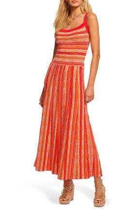 Ramy Brook Madelyne Sleeveless Cotton Blend Knit Maxi Dress in Crimson Combo Stripe at Nordstrom, Size Xx-Small