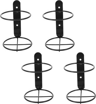 OEM Juego De 4 Botelleros De Pared - Metal Negro - 1 Botella Cada Uno - Dimensiones 13,5 &times; 9,5 &times; 9,5 Cm - Cocina/bar