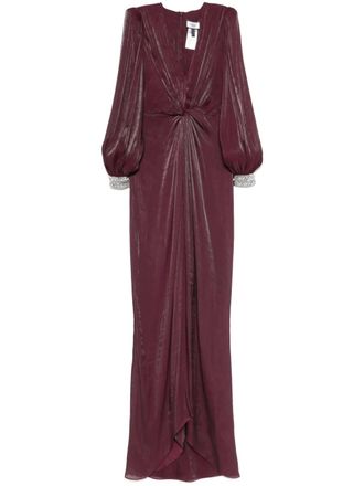 Nissa twist-detail chiffon maxi dress - women - Polyester/Polyester - 36 - Purple