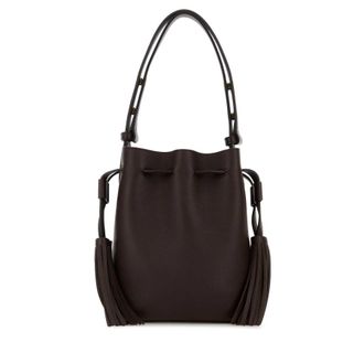 Valentino Garavani Chocolate Leather Vlogo Signature Bucket Bag