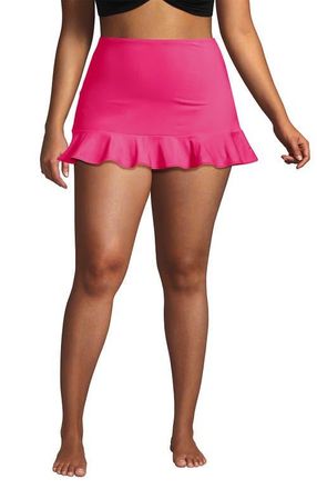 Lands End Ruffle Hem Mini Swim Skirt in Pink Azalea at Nordstrom, Size 16W
