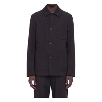 Lardini Light Jackets, male, Black, Size: S Linen Overshirt