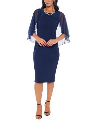 Marina Rossini Rhinestone Trim Midi Dress