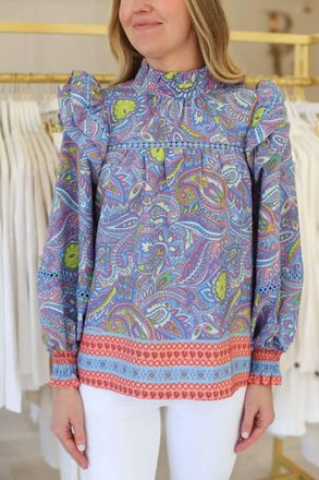 Jade Yoga Lightweight Long Sleeve Top In Retro Paisley