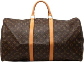 Louis Vuitton Pre-owned Keepall 55 - Dames - Vintage Weekendtas - Bruin - ONE Size - Leer - Vintage
