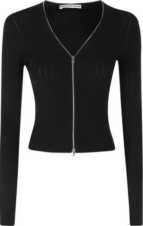 Alexander Wang V-hals Pointelle Cardigan - Dames - Vesten - Zwart - XS - Truien & Vesten