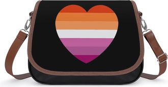 Generic Lesbian Flag Heart Womens Crossbody Bag Fashion Shoulder Handbags Message Tote Bag with Adjustable Strap