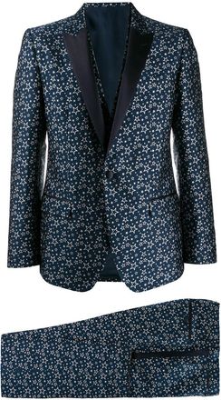 Dolce & Gabbana star jacquard suit - men - Polyester/Viscose/Silk/Silk/Polyamide/Metallic Fibre - 52 - Blue