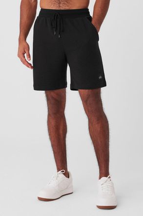 Alo | 7 Micro Waffle Fast Break Short in Black, Size: Small