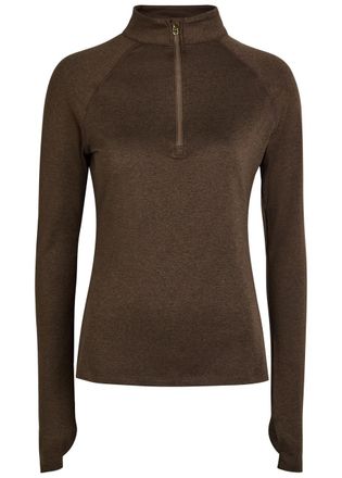 Varley Always Warm Half-zip Stretch-jersey top - Dark Brown - S (UK8-10 / S)
