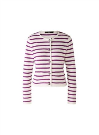 Oui Womens Knit Jacket In White Violet