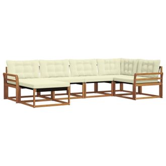 vidaXL Conjunto De Sof&aacute;s De Exterior Con Coj&iacute;n 6 Pcs Natural Y Crema Vidaxl