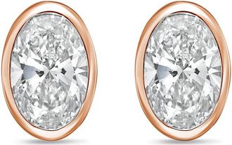 Diana M. Jewels 14Kt Rose Gold 12.00 cts Lab Grown Oval Diamond Bezel Studs