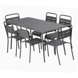 Concept Usine Conjunto de mesa de jard&iacute;n de 160 cm y 6 sillas