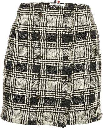 Thom Browne check-pattern tweed skirt - Black