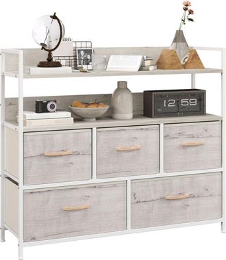 HOMCOM Homcom - Bedroom Chest of Drawers 5 Drawer Dresser w/ Shelves, Natural