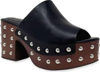 Shushop Holly Platform Slide Sandal in Black at Nordstrom, Size 7.5