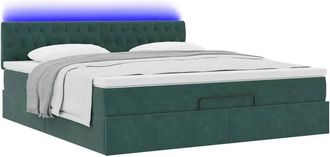 vidaXL Vidaxl - Estructura De Cama Otomana Con Colch&oacute;n Verde Oscuro 160x200 Cm