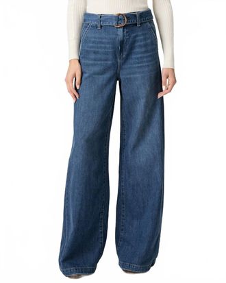 Paige Cameron Wide Leg Jeans With Tortoise Belt In Altitude