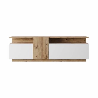 Mobili Rebecca Mueble tv con 3 puertas en aglomerado color roble y blanco