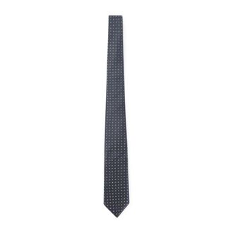 Giorgio Armani Ties, male, Blue, Size: ONE SIZE Pure Silk Tie with Jacquard Monogram