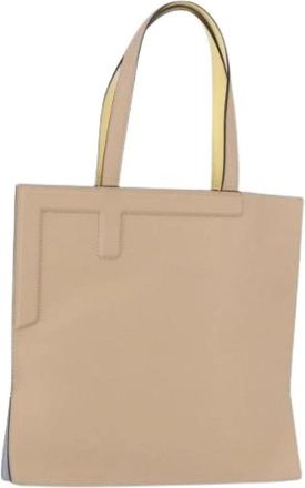 Fendi Pre-owned Vintage Leren Tote Bag - Dames - Vintage Shopper - Beige - ONE Size - Leer - Vintage