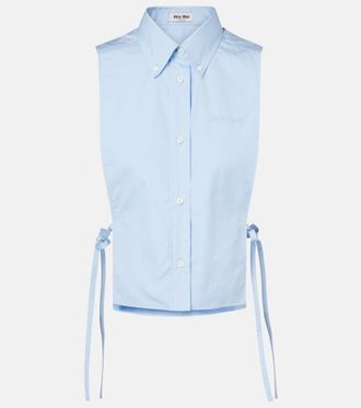 Miu Miu Cutout cropped cotton poplin shirt